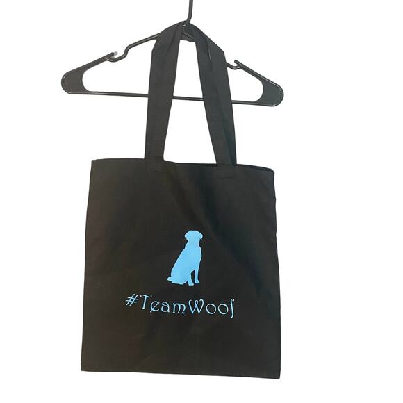 Black and Baby Blue Graphic Team Woof Dog Lovers Tote Bag Women - Picture 5 of 5